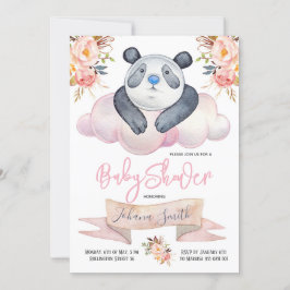Girl Panda Pink Blumendusche Einladung