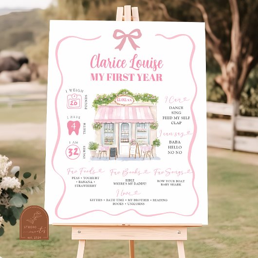 Girl Paris Coquette First Birthday Sign Poster