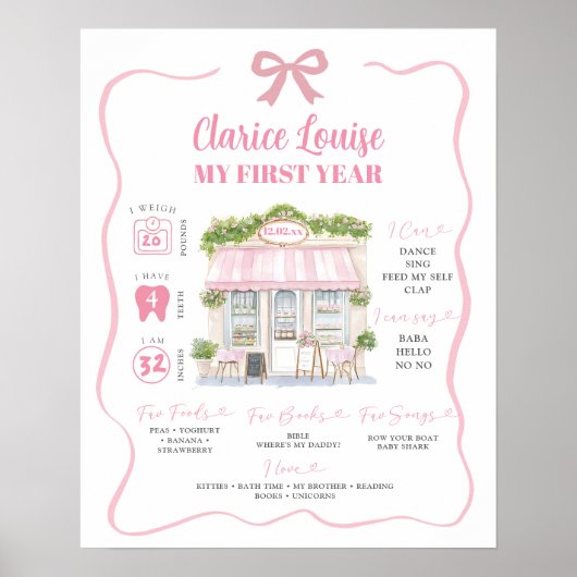 Girl Paris Coquette First Birthday Sign Poster (Vorne)