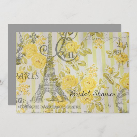 Girl paris eiffel Blumenturm Brautparty Einladung (Vorne/Hinten)