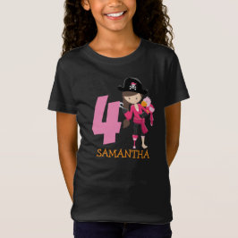 Girl Parrot 4. Geburtstag Party Pirat T - Shirt