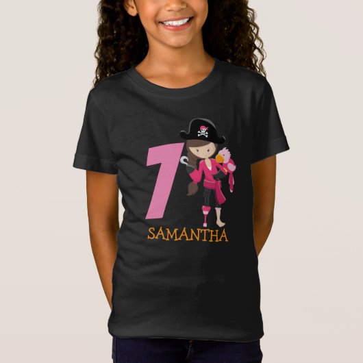 Girl Parrot 7. Geburtstagsfeier T - Shirt (Vorderseite)