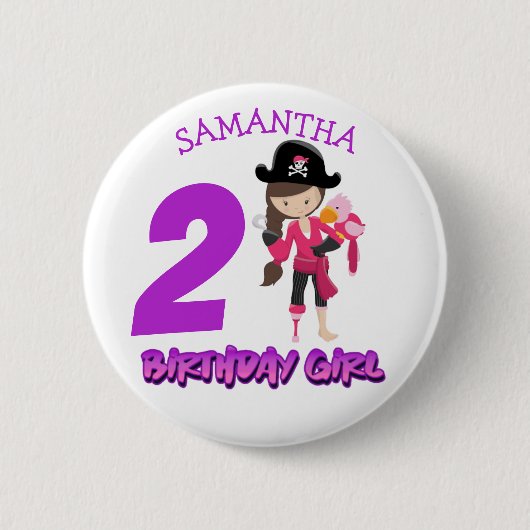 Girl Parrot Geburtstagsfeier Button (Vorderseite)