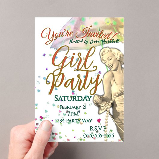 Girl Party Acrylic Invitation Acryleinladungen (Insitu (Handheld))