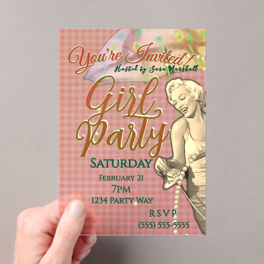 Girl Party Acrylic Invitation Acryleinladungen (Insitu (Handheld))