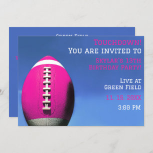 Girl Party Pink Football Geburtstagseinladung Einladung