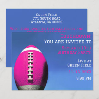 Girl Party Pink Football Geburtstagseinladung Einladung