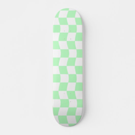 Girl Pastel Green Wavy Karo Muster Skateboard (Vorne)