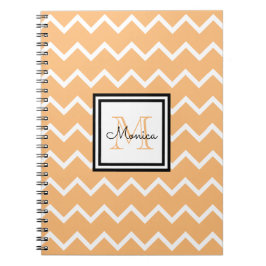 Girl Pastel Orange Name Monogram Zickzack Notizblock