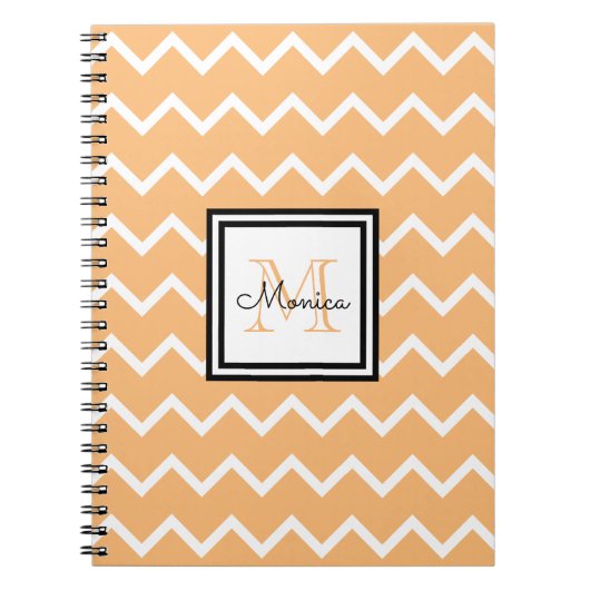 Girl Pastel Orange Name Monogram Zickzack Notizblock (Vorderseite)