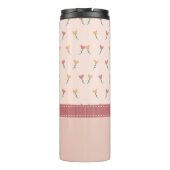 Girl Pastel Peach Herz Blume Muster & Monogramm Thermosbecher (Rückseite)