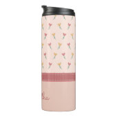 Girl Pastel Peach Herz Blume Muster & Monogramm Thermosbecher (Nach rechts gedreht)