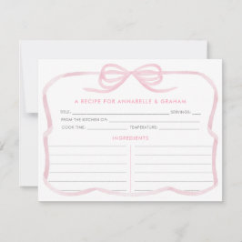 Girl Pastel Pink Bow Brautparty Rezept Karte