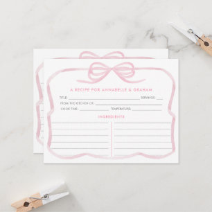 Girl Pastel Pink Bow Brautparty Rezept Karte