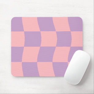 Girl Pastel Pink Lila Wavy Checkered Mousepad