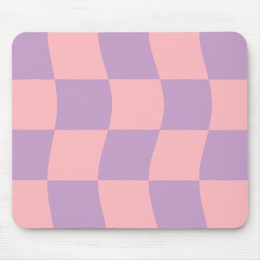 Girl Pastel Pink Lila Wavy Checkered Mousepad (Vorne)