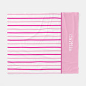 Girl Pastel Pink White Stripes Name Fleecedecke (Vorderseite (Horizontal))
