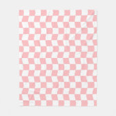 Girl Pastel Pink White Wavy Schachbrett Muster Fleecedecke (Vorderseite)