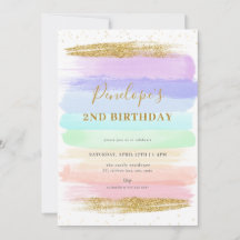 Girl Pastel Rainbow 2. Geburtstag Einladung