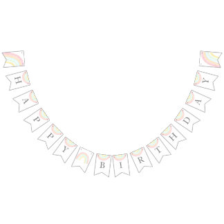 Girl Pastel Rainbow Birthday Party Banner