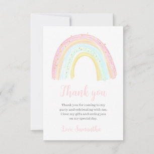 Girl Pastel Rainbow Geburtstagsparty Dankeskarte