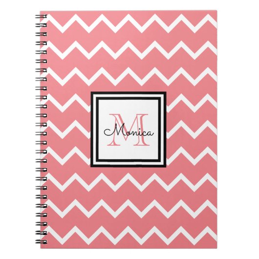 Girl Pastel Red Name Monogram Zickzack Notizblock (Vorderseite)