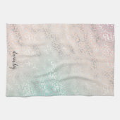 Girl Peach Aqua Gefärbte Krawatte Silberleopard Pr Geschirrtuch (Horizontal)