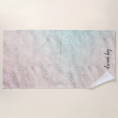 Girl Peach Aqua Gefärbte Krawatte Silberleopard Pr Strandtuch (Vorderseite)