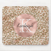 Girl Peach Brown Leopard Print Monogram Mousepad (Vorne)