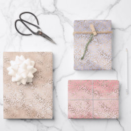Girl Peach Glam Gold Leopard Printfarbe Geschenkpapier Set