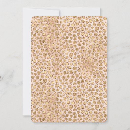 Girl Peach Gold Leopard Print Pink Glitzer Glitzy Einladung (Rückseite)