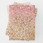 Girl Peach Gold Leopard Print Pink Glitzer Glitzy Geschenkpapier Set (Beispiel)