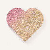 Girl Peach Gold Leopard Print Pink Glitzer Glitzy Notizblock (Vorderseite)