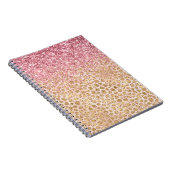 Girl Peach Gold Leopard Print Pink Glitzer Glitzy Notizblock (Rechte Seite)