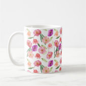 Girl Peach Pink Lila Floral Wasserfarbe Kaffeetasse (Links)
