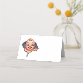 Girl Peeking out Baby Dusche White Danke Platzkarte