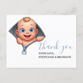 Girl Peeking out Baby Dusche White Danke Postkarte