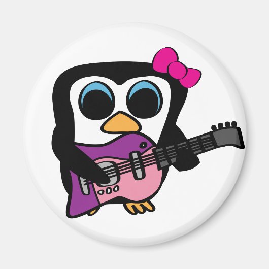 Girl Penguin mit E-Gitarre Magnet (Vorne)