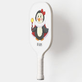 Girl Penguin Red Bow Red Cape Art Name Pickleball Schläger (Links)