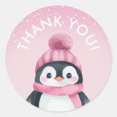 Girl Penguin Winter Gastgeschenk Stickers (Vorderseite)