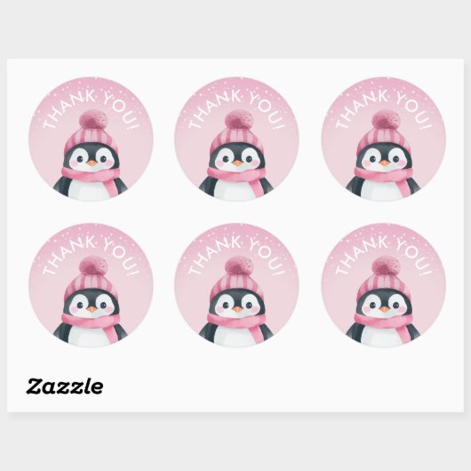 Girl Penguin Winter Gastgeschenk Stickers (Blatt)
