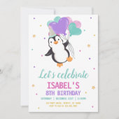 Girl Penguin Winter Geburtstagsparty Einladung (Vorderseite)