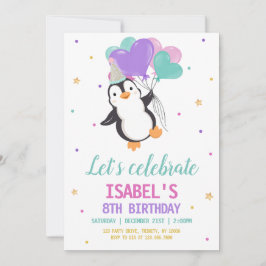 Girl Penguin Winter Geburtstagsparty Einladung