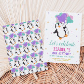 Girl Penguin Winter Geburtstagsparty Einladung