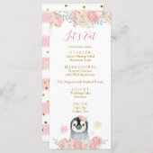 Girl Penguin Winter Snowflake Baby Duschmenü Menükarte (Vorne/Hinten)