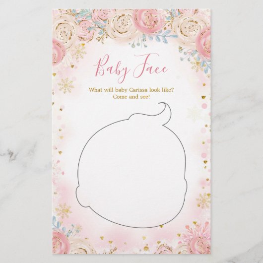 Girl Penguin Winter Snowflake Baby Face Card (Vorderseite)