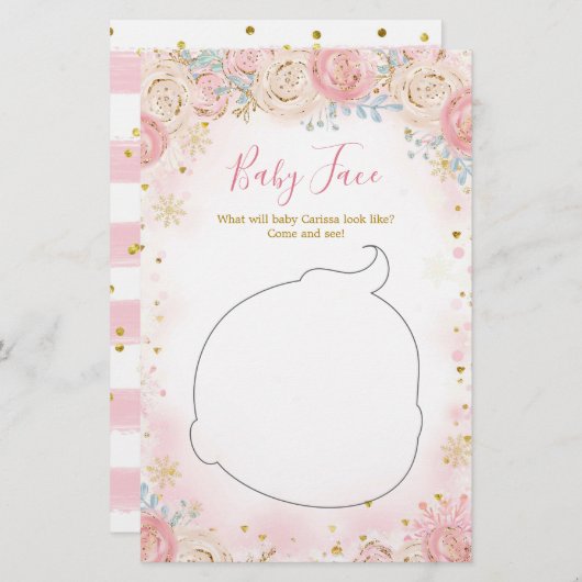 Girl Penguin Winter Snowflake Baby Face Card (Vorne/Hinten)