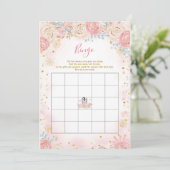 Girl Penguin Winter Snowflake Bingo Game Einladung (Stehend Vorderseite)