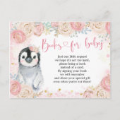 Girl Penguin Winter Snowflake Bücher für Baby Einladungspostkarte (Vorderseite)