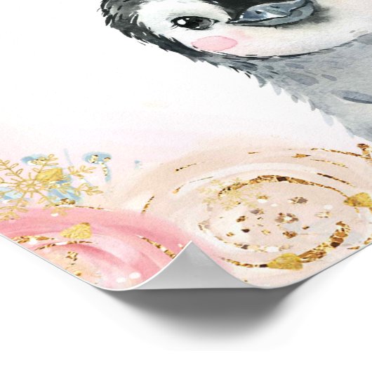 Girl Penguin Winter Snowflake Gästebuch (Ecke)